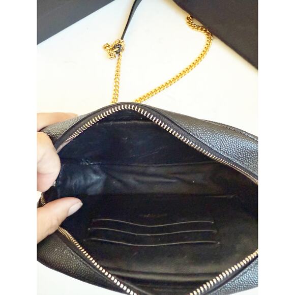 Saint Laurent Grain De Poudre Matelasse Monogram Mini Lou Camera Bag Black - Picture 7 of 12